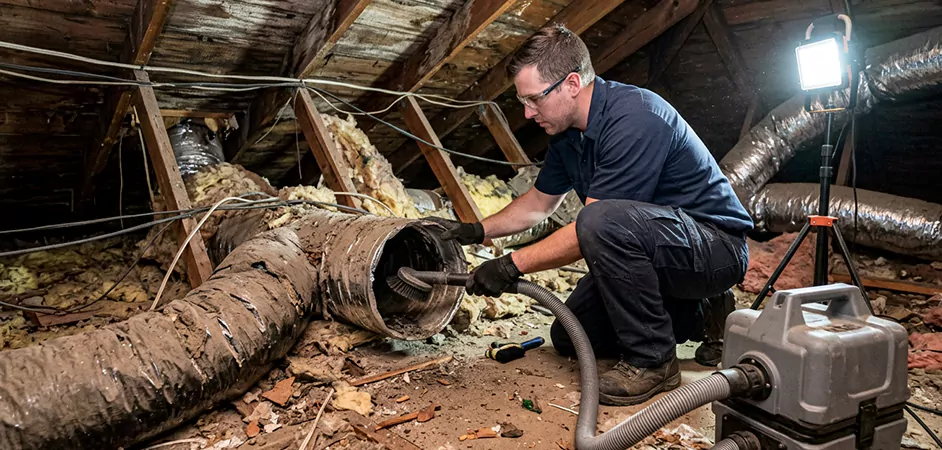 Storm-Damaged Attic Duct Cleaning in Mission